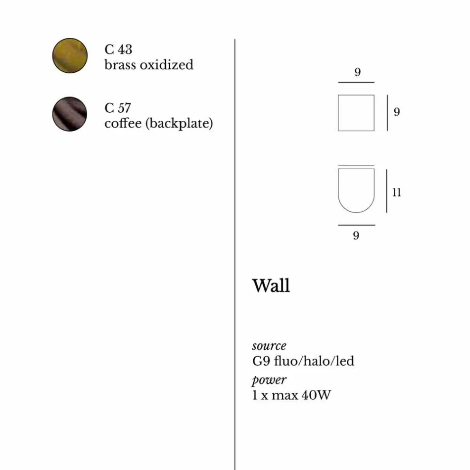 Modern vägglampa i mässing och rostfritt Ø11xh.11xsp.12 cm Bernadet Viadurini