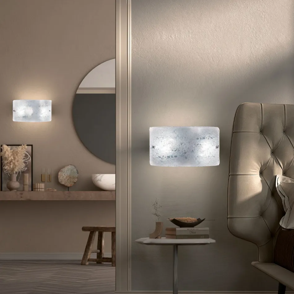 Handgjord vägglampa i blåst och dekorerat venetianskt glas - Mary Viadurini