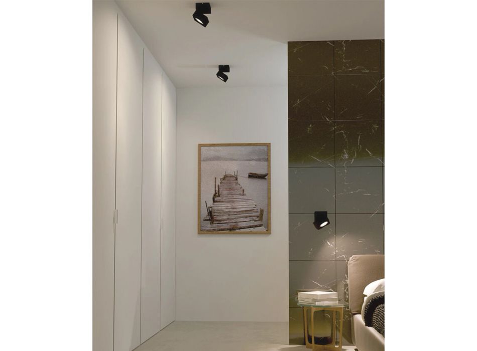 Dekorativ vägglampa Led 14W i vit eller svart aluminium - Vernon Viadurini