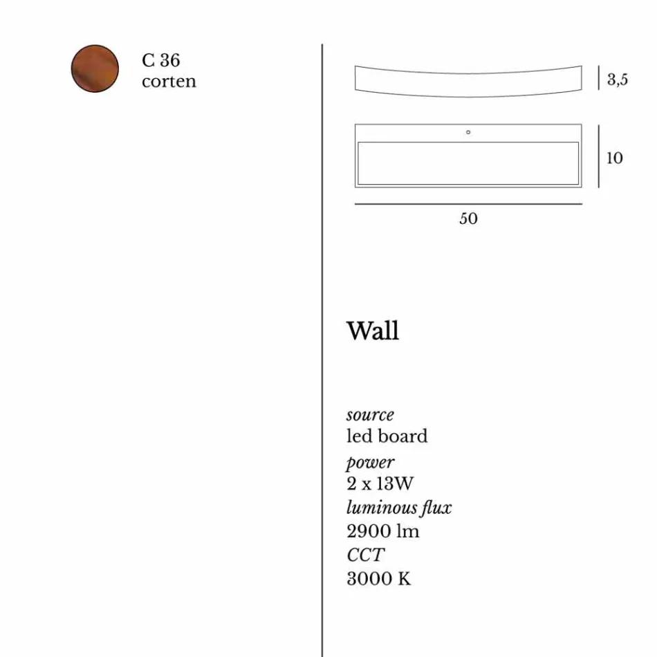 Lampa modern design stålvägg Ø50xh.3,5xsp.10 cm Eldora Viadurini