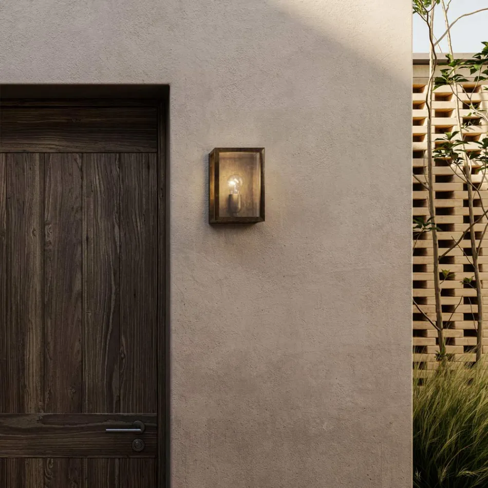 Stor vägglampa i mässing och glas Quadro Il Fanale Viadurini