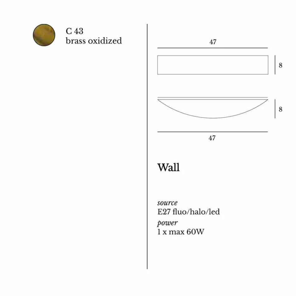 Vägglampa i modern design Brass Ø47xh.8xsp.8 cm Blandine Viadurini