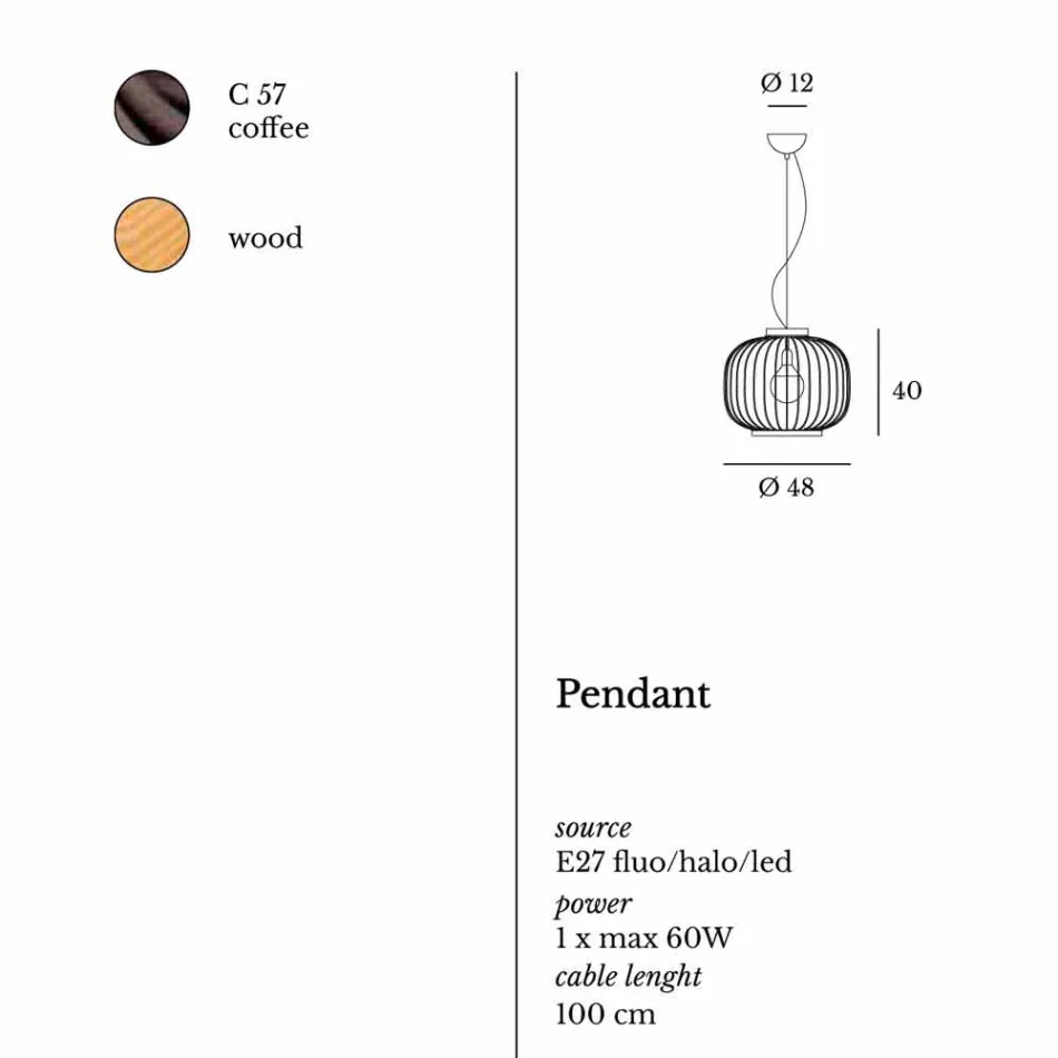 modern vägglampa Stål Ø48xh.40xL.cavo100 cm Beren Viadurini