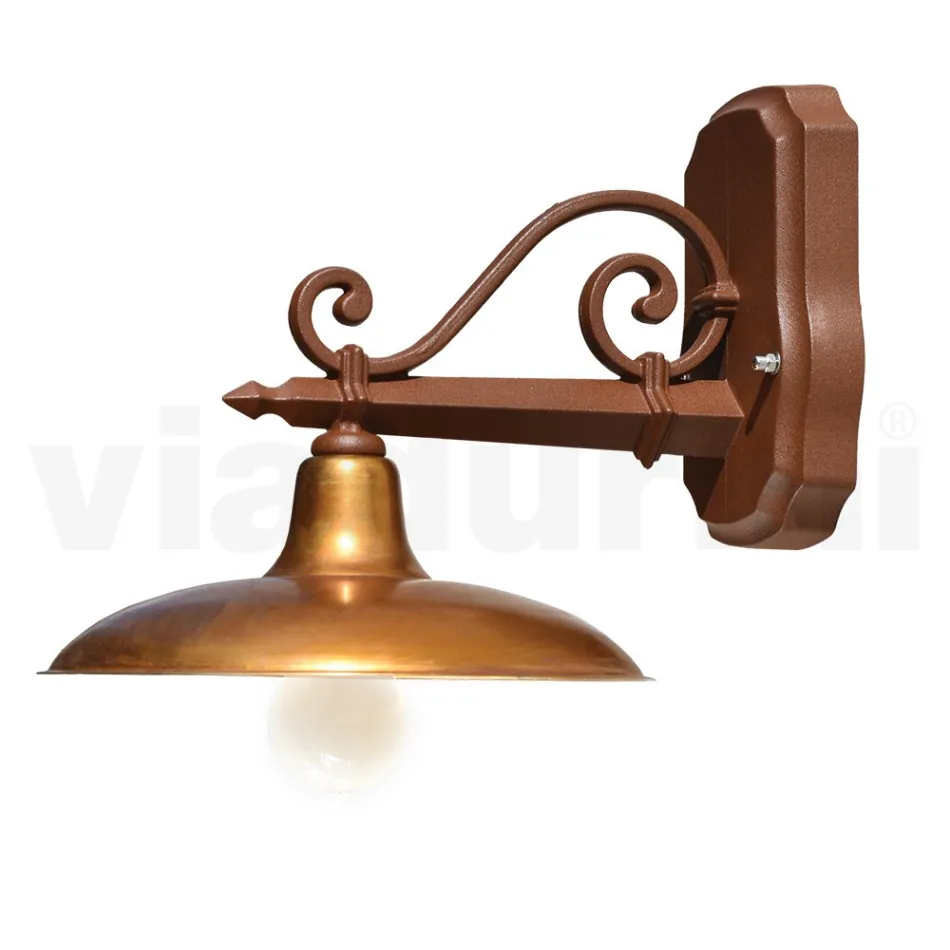 Utomhusvägglampa i aluminium och mässing Tillverkad i Italien - Adela Viadurini