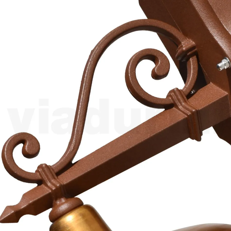 Utomhusvägglampa i aluminium och mässing Tillverkad i Italien - Adela Viadurini