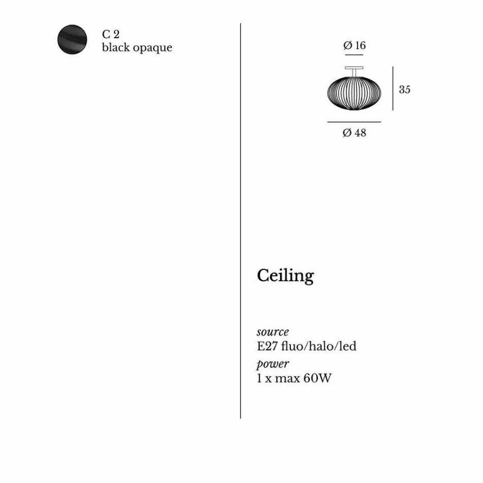 Moderna plafond i målat stål, Ø48xH 35 cm, Heila Viadurini