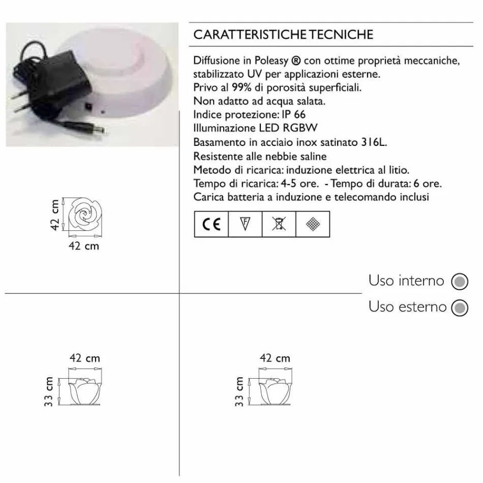 Rosformad bordslampa med induktion RGBW Led - Baby Love från Myyour Viadurini