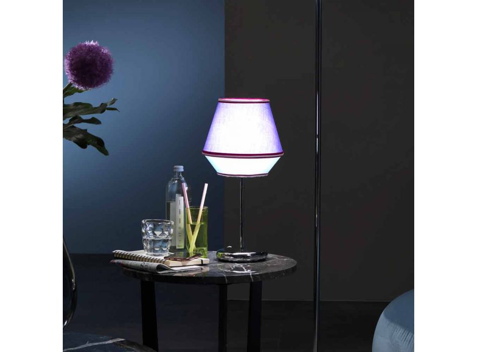 Blå bordslampa med förkromad metallkonstruktion Tillverkad i Italien - Soya Viadurini