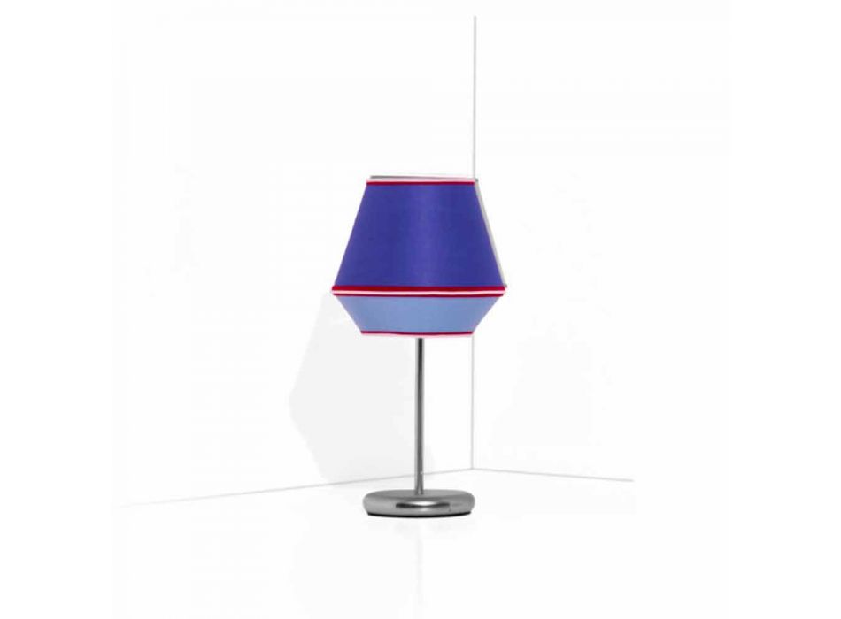 Blå bordslampa med förkromad metallkonstruktion Tillverkad i Italien - Soya Viadurini