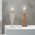 Klassisk bordslampa i italienskt glas och gyllene metall - Oliver