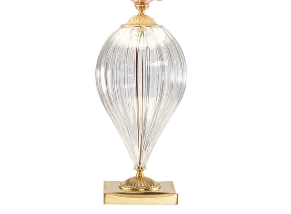 Classic Artisan Glass Bordslampa och Lyx Lampskärm - Flandern Viadurini
