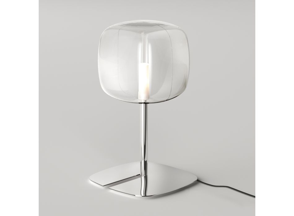 Bordslampa med glänsande metallstruktur Tillverkad i Italien - Donatina Viadurini