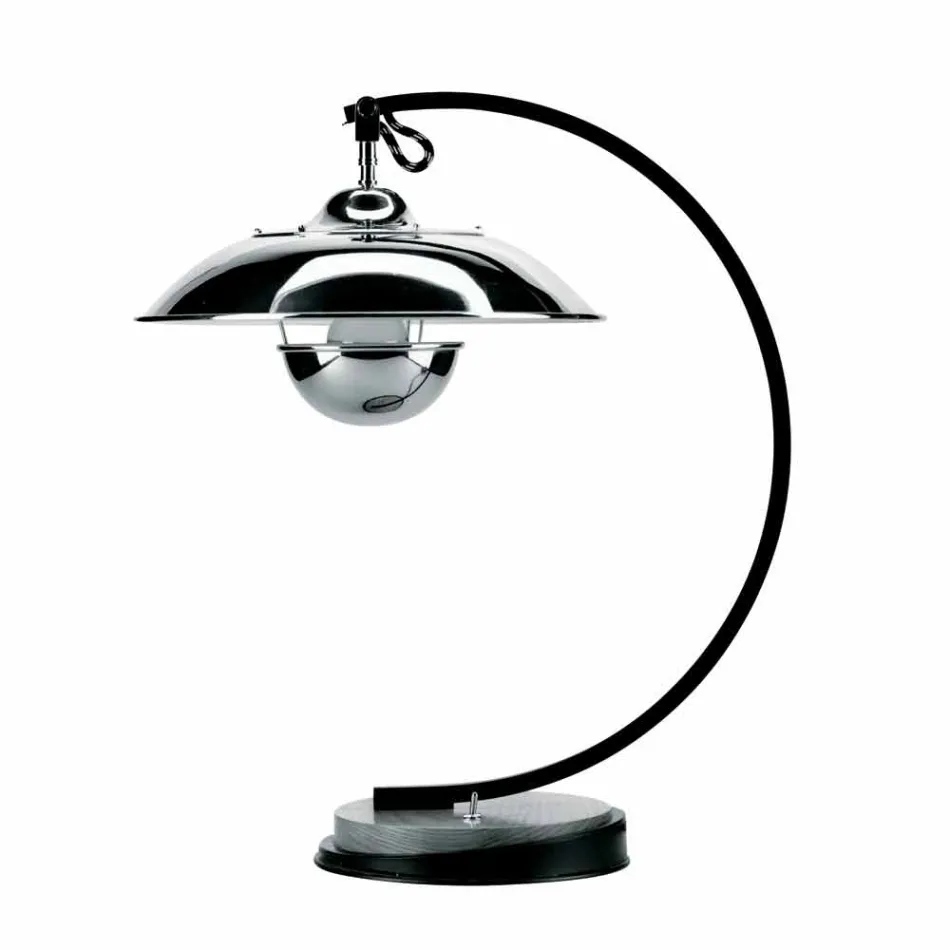 Bordslampa med struktur i ek och metall tillverkad i Italien - Lumetto Viadurini