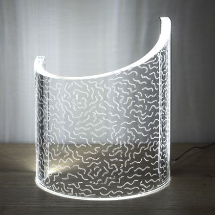 Akryl Kristall Bordslampa Böjd Design Laser Decor - Ithan Viadurini
