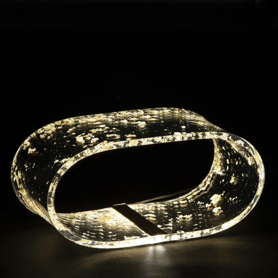 Akrylkristallbordslampa och guld-, silver- eller kopparblad - Gnassi Viadurini