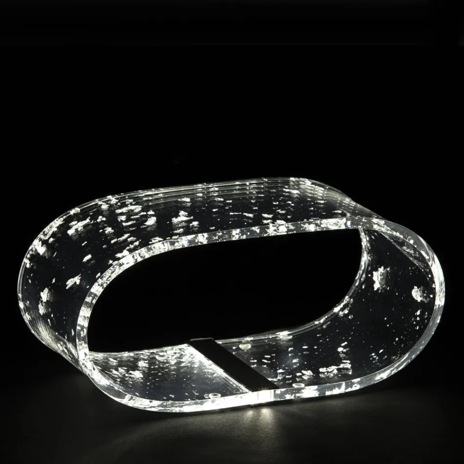 Akrylkristallbordslampa och guld-, silver- eller kopparblad - Gnassi Viadurini