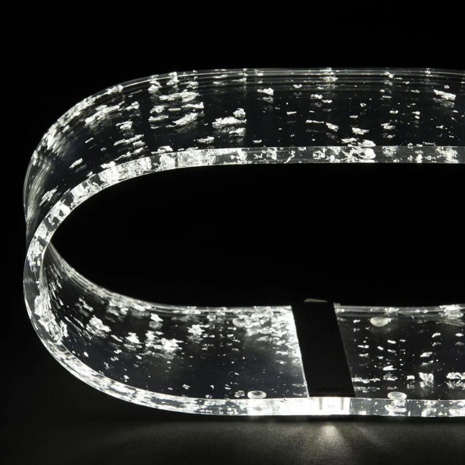 Akrylkristallbordslampa och guld-, silver- eller kopparblad - Gnassi Viadurini