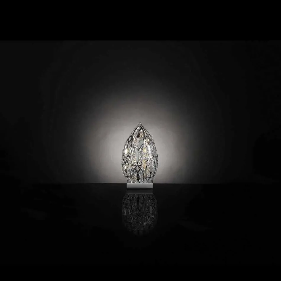 Utformning bordslampa i kristall och stål formad Ägg Ägg Viadurini