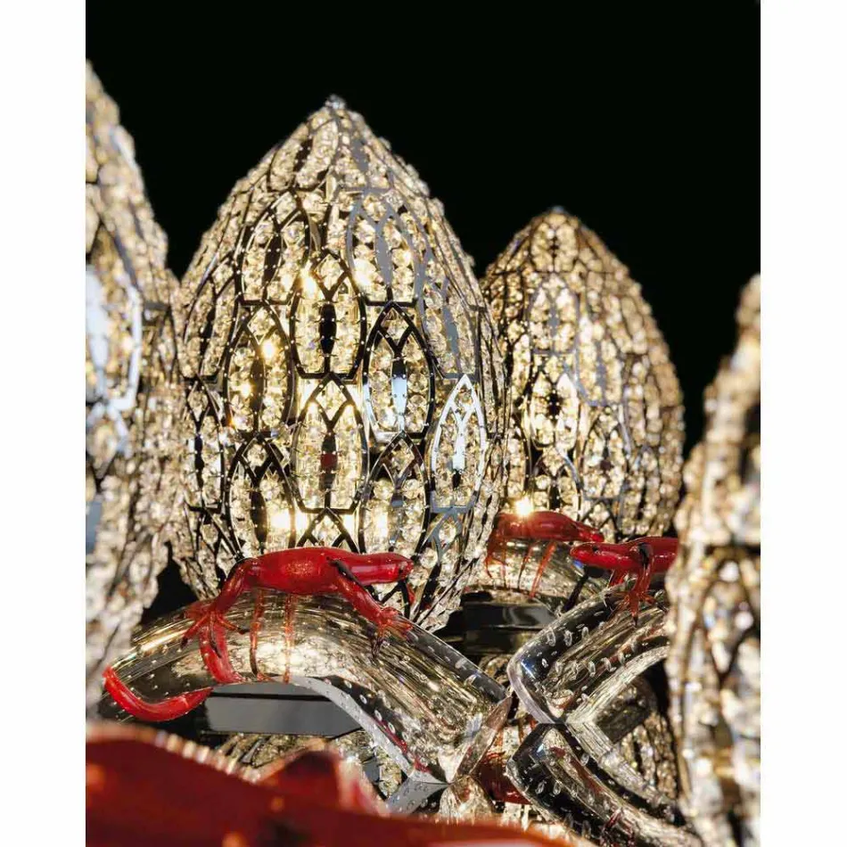 Utformning bordslampa i kristall och stål formad Ägg Ägg Viadurini