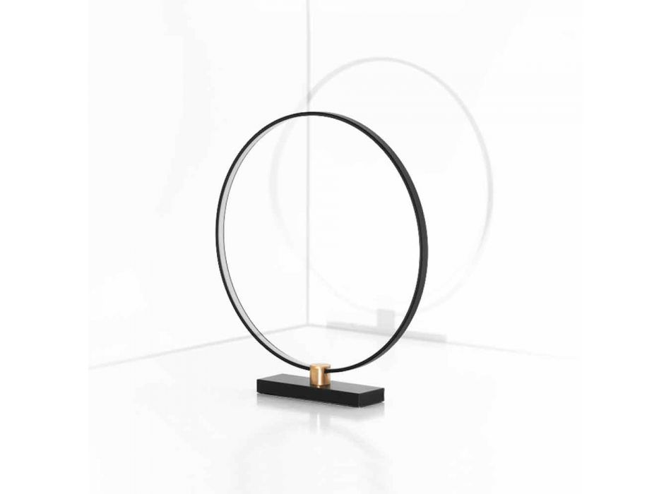 Design bordslampa i svart aluminium och mässing tillverkad i Italien - Norma Viadurini
