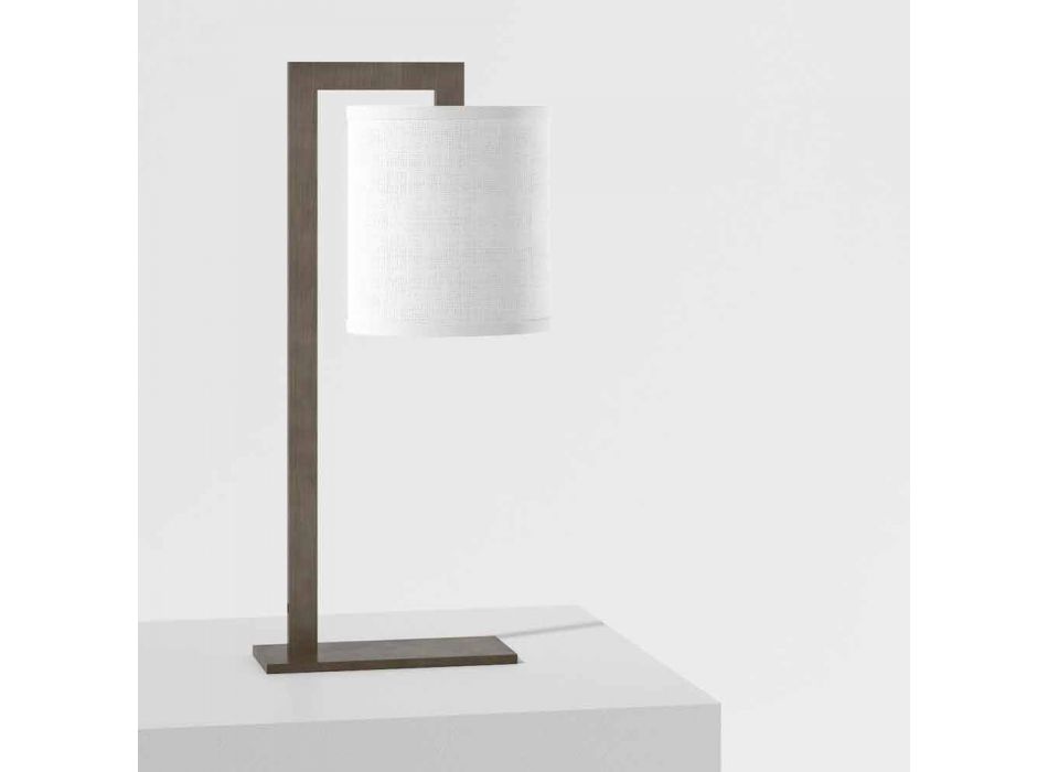 Design bordslampa i metall och vitt linne Made in Italy - Bali Viadurini