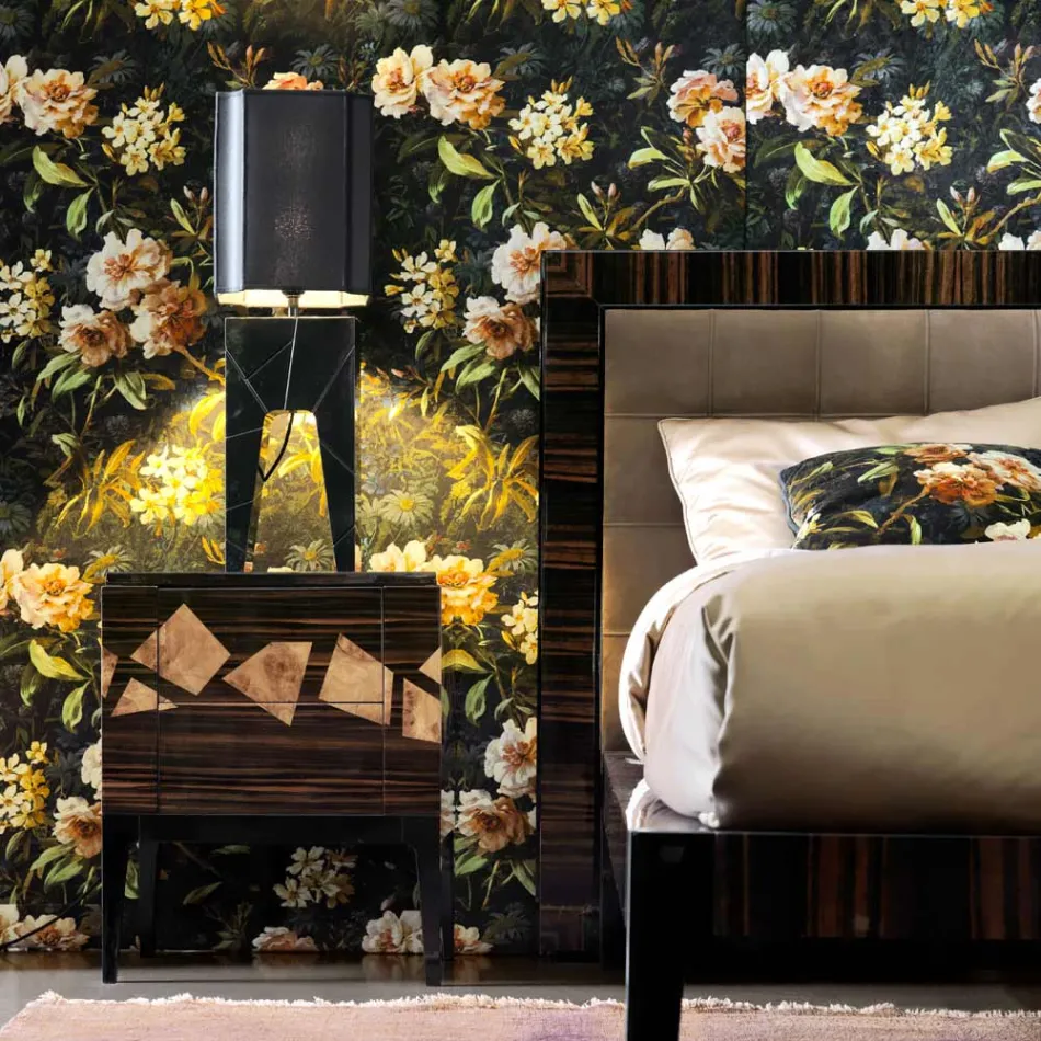 Bordslampa av massivt trädesign Grilli Zarafa gjorde Italien Viadurini