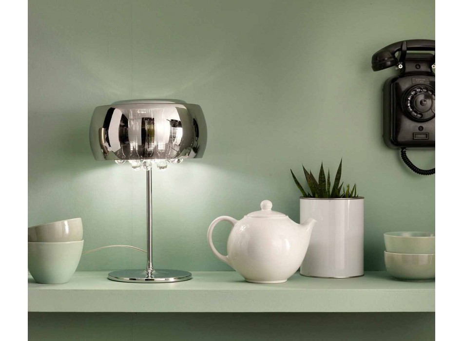 Bordslampa för modern design i glas och kromad metall - Cambria Viadurini
