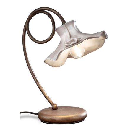 Handgjord bordslampa i blank keramisk design med rosor - Lecco Viadurini