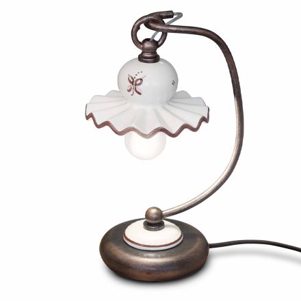 Lantligt handdekorerad hantverkskeramisk bordslampa - Rom Viadurini