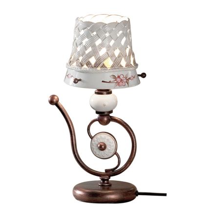Handgjord keramisk bordslampa med broschyr och dekorationer - Verona Viadurini
