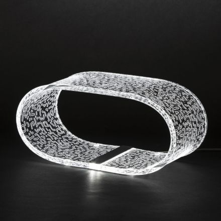 Bordslampa i akrylkristall och lasergraverad dekoration - Gnassi Viadurini