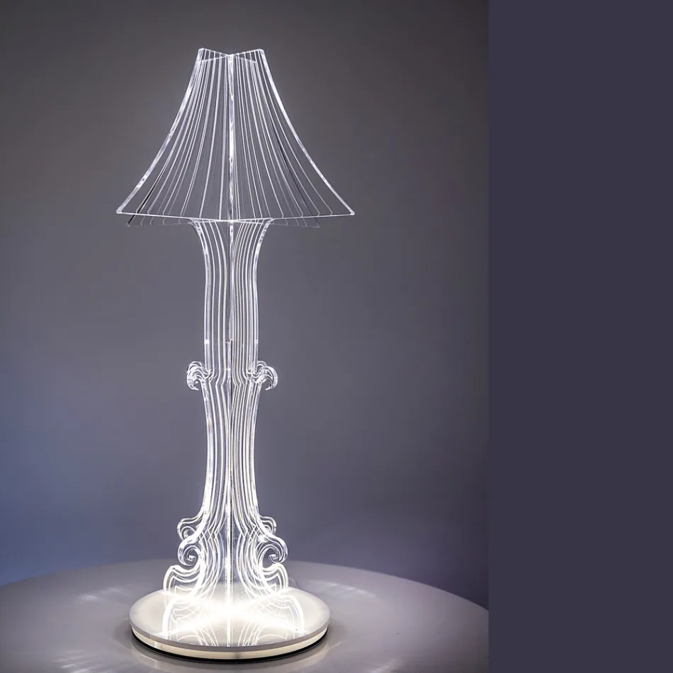 Aurel plexiglas bordslampa i två storlekar Tillverkad i Italien Viadurini