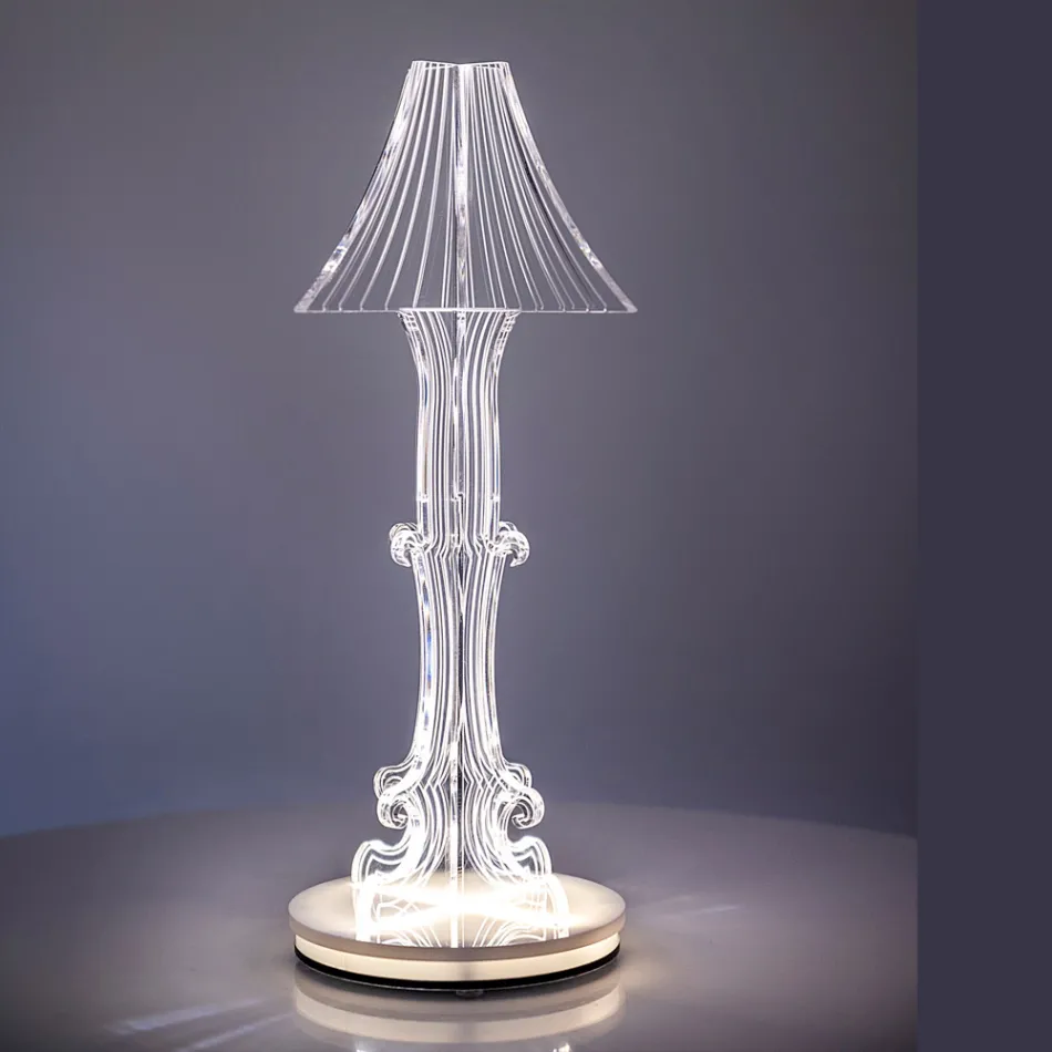 Aurel plexiglas bordslampa i två storlekar Tillverkad i Italien Viadurini