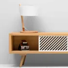 Bordslampa i bok med detaljer i metall och vegan läder - Avetta Viadurini