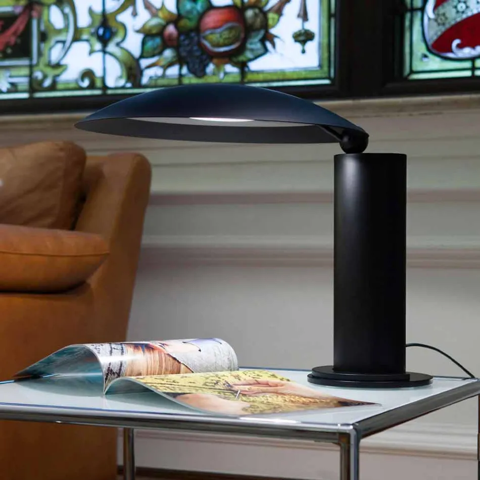 Bordslampa i krom eller svartmetall med LED Made in Italy - Orlando Viadurini