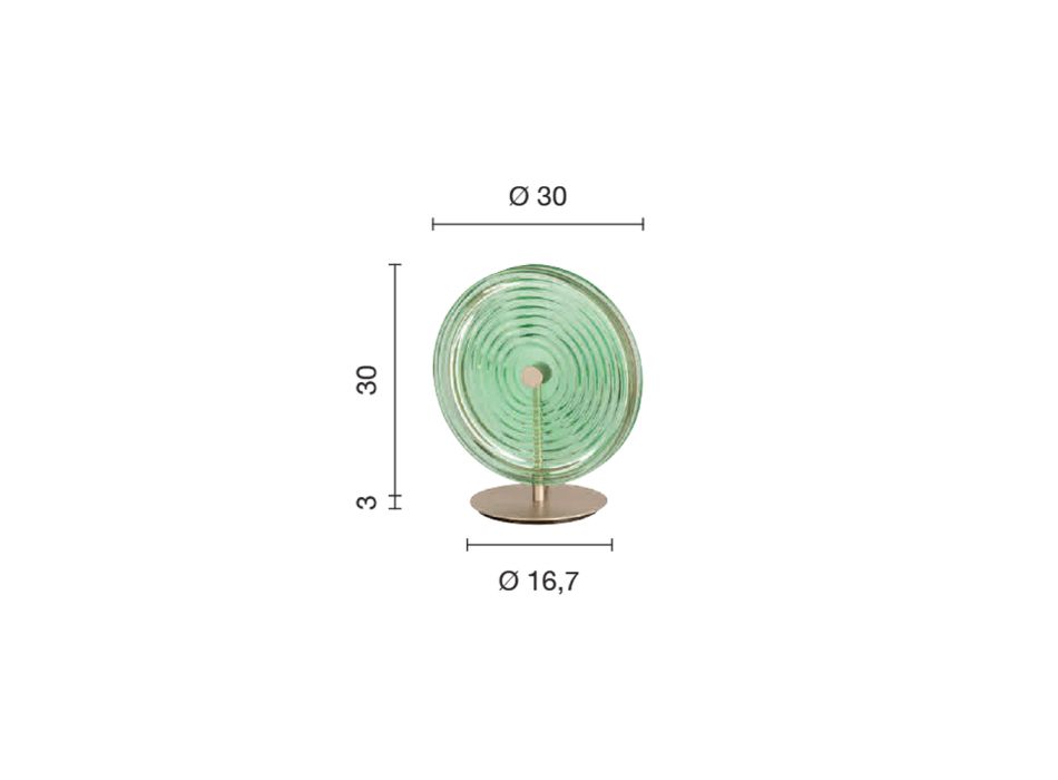 Bordslampa i metall och glas dekorerad med koncentriska linjer - Hackberry Viadurini