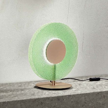 Bordslampa i målad metall och grönt glas - Albizia Viadurini