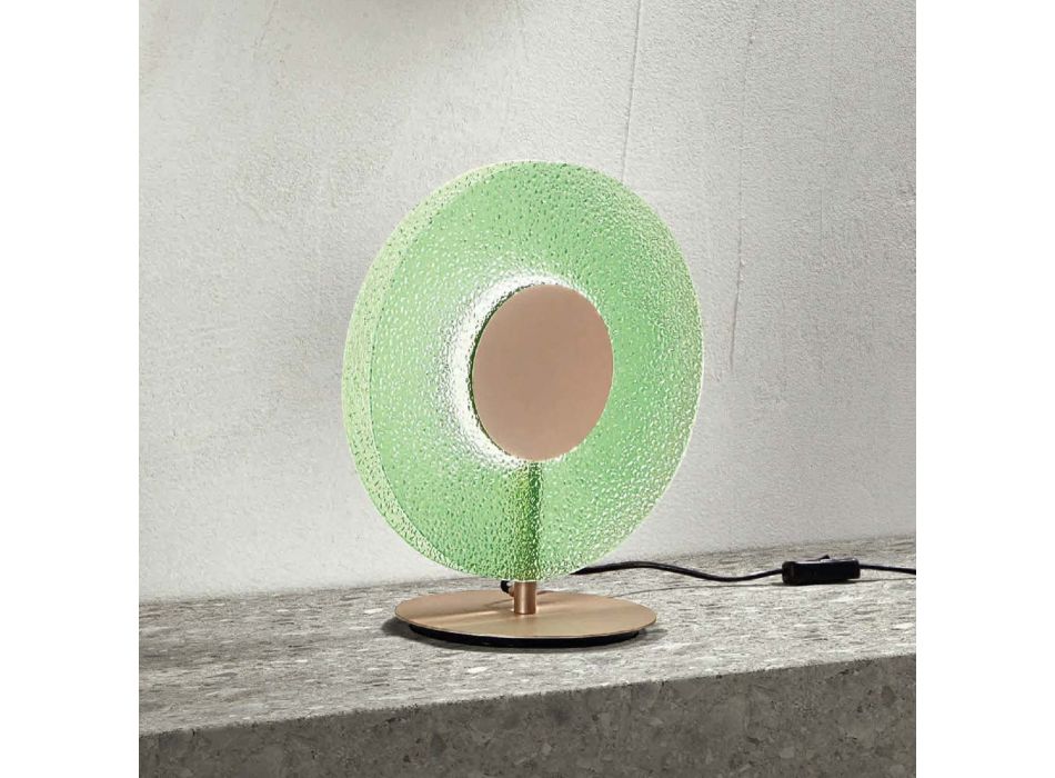 Bordslampa i målad metall och grönt glas - Albizia Viadurini