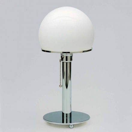 Bordslampa i opalin med kromstruktur tillverkad i Italien - Toronto Viadurini