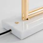 Bordslampa i mässing och harts med marmorbas tillverkad i Italien - Quizza Viadurini