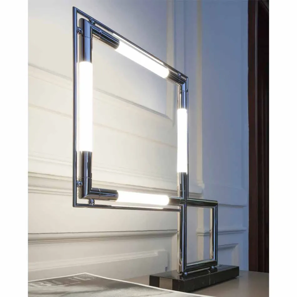 Bordslampa i mässing och harts med marmorbas tillverkad i Italien - Quizza Viadurini