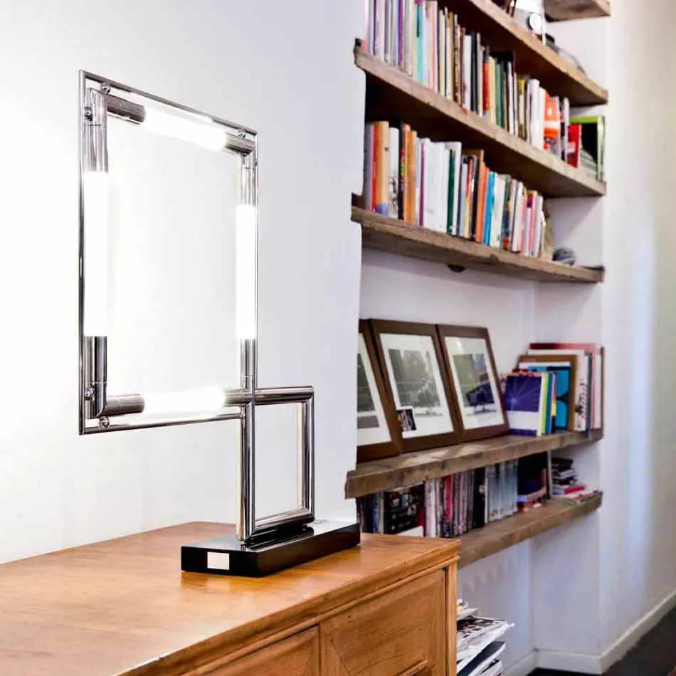 Bordslampa i mässing och harts med marmorbas tillverkad i Italien - Quizza Viadurini