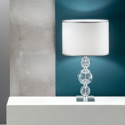 Bordslampa i hantverksglas och metall Klassisk stil - Mindful Viadurini