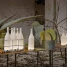 Led bordslampa i vit frostat glas modern design - flaska Viadurini