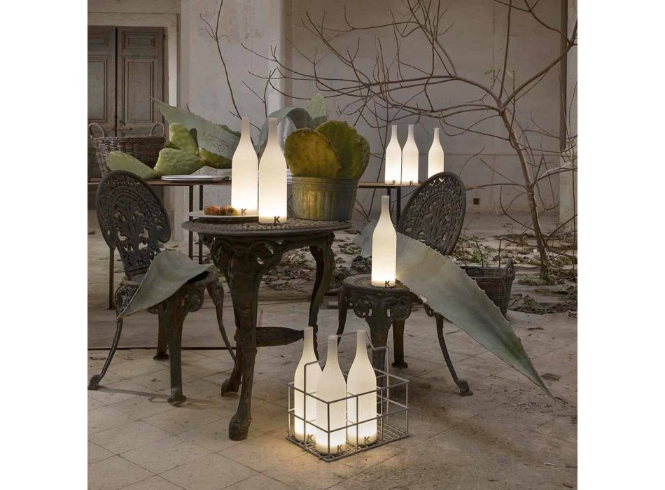 Led bordslampa i vit frostat glas modern design - flaska Viadurini