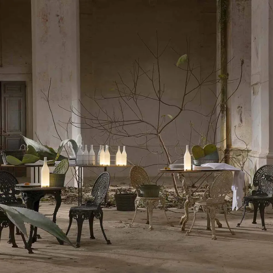 Led bordslampa i vit frostat glas modern design - flaska Viadurini