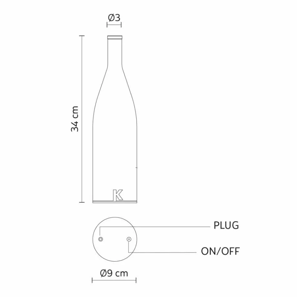 Led bordslampa i vit frostat glas modern design - flaska Viadurini