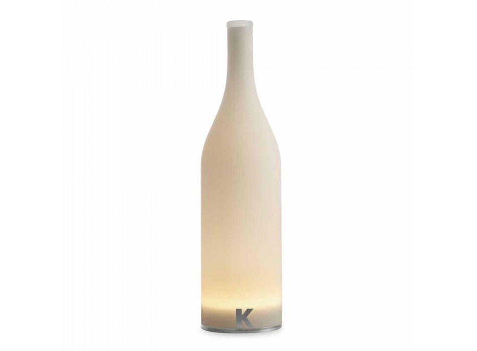 Led bordslampa i vit frostat glas modern design - flaska Viadurini