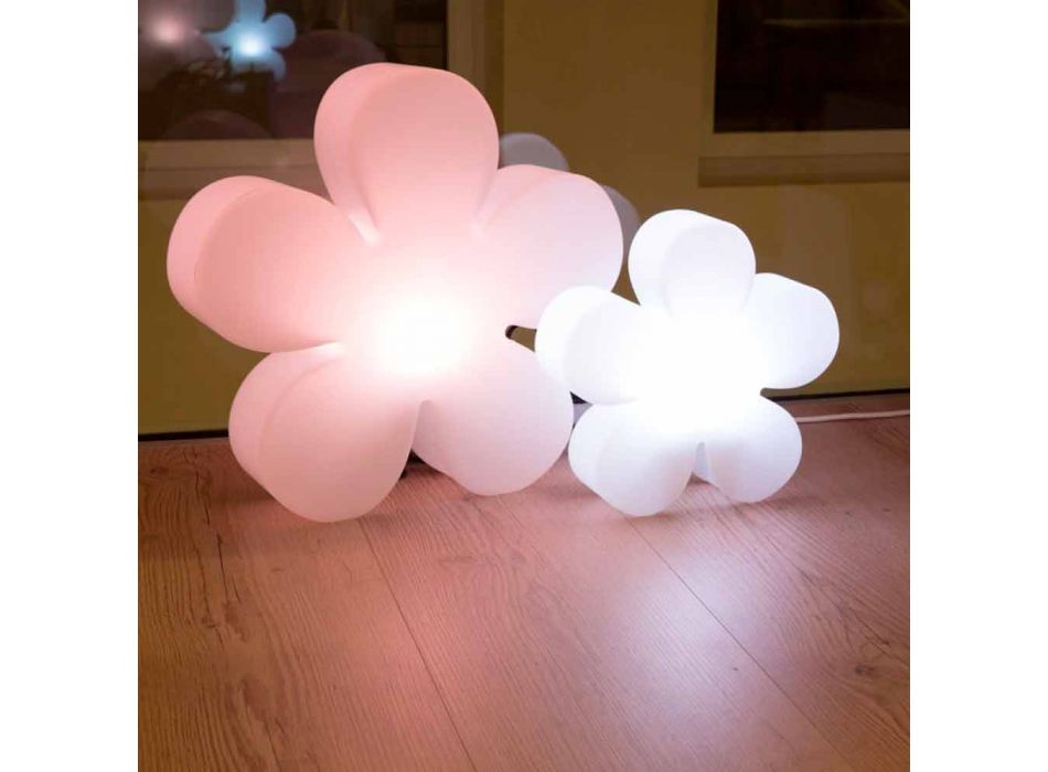 Blommabord eller golvlampa i modern design i vit plast - Fiorestar Viadurini