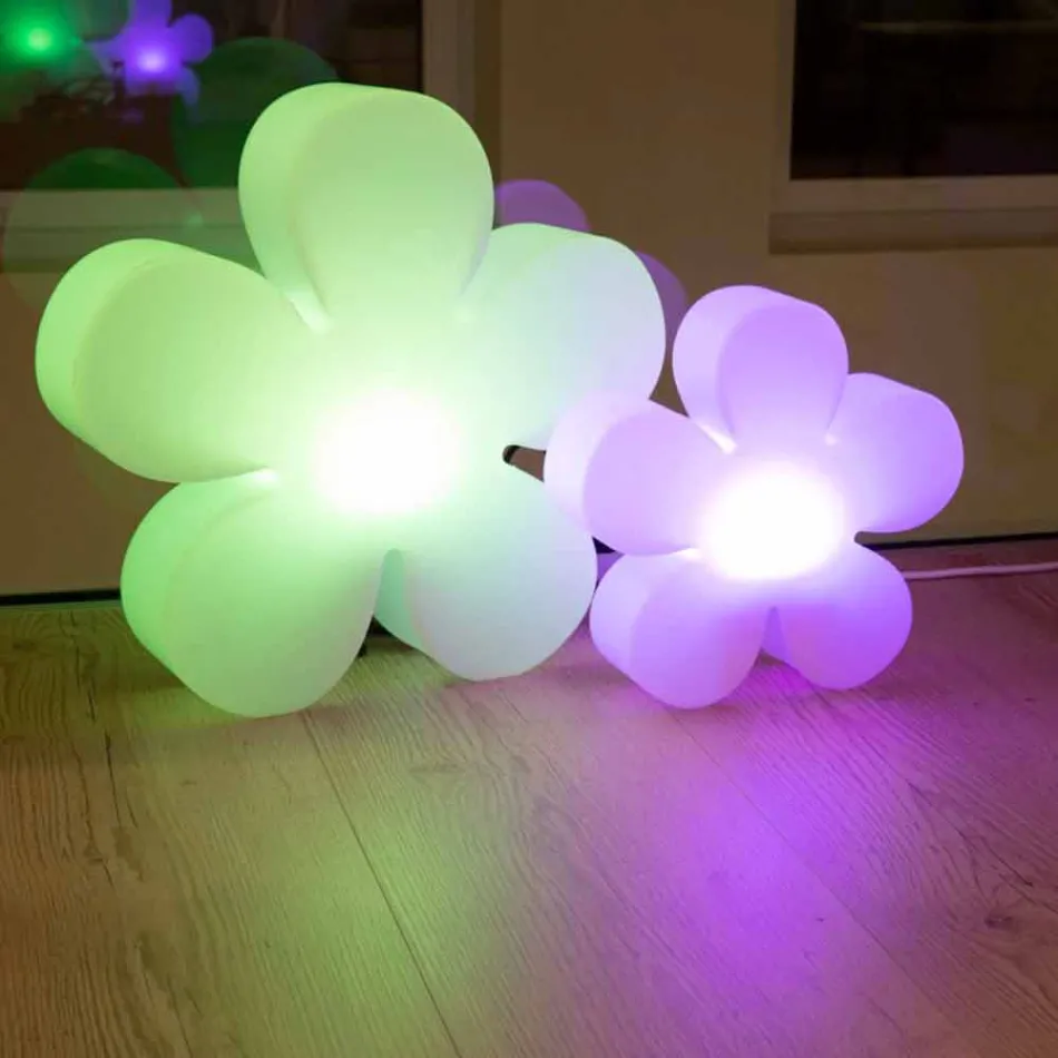 Blommabord eller golvlampa i modern design i vit plast - Fiorestar Viadurini